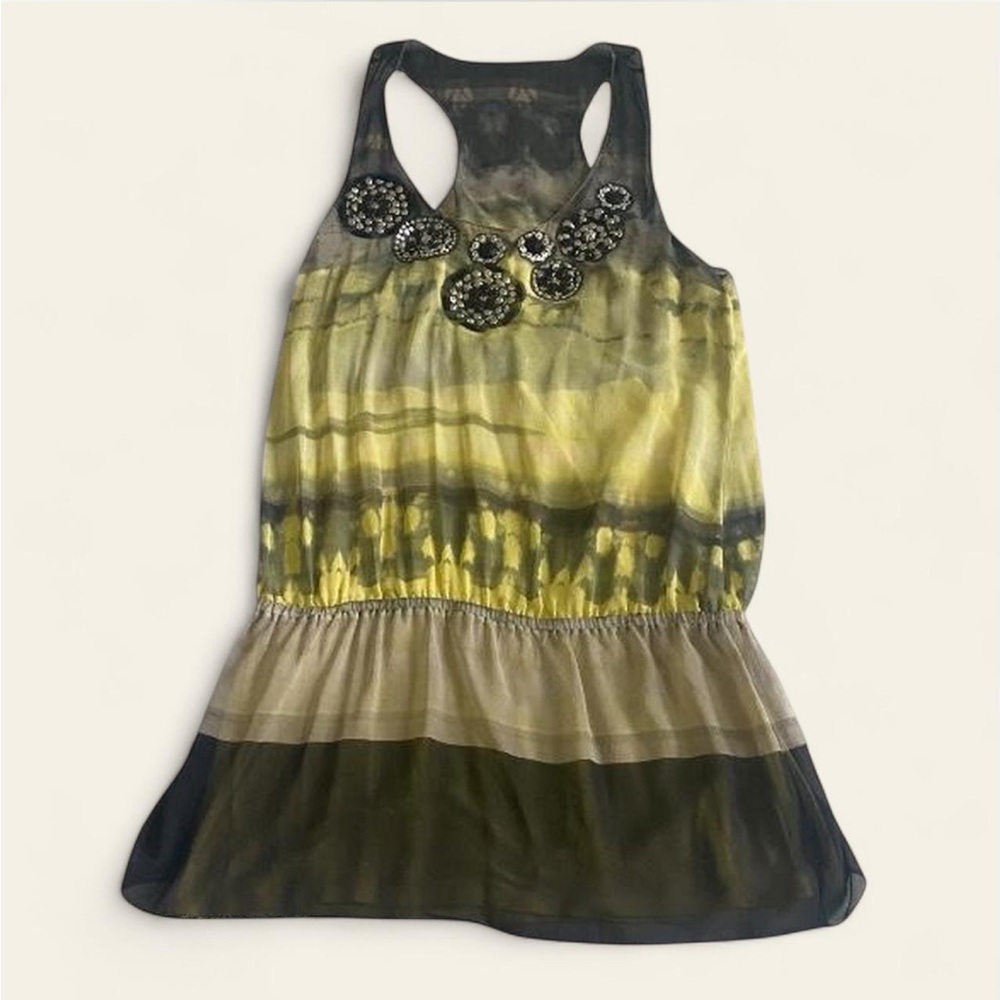 GUESS by Marciano
Abstract Tie-Dye Beaded Sleeveless Silk Mini Dress With Slip M